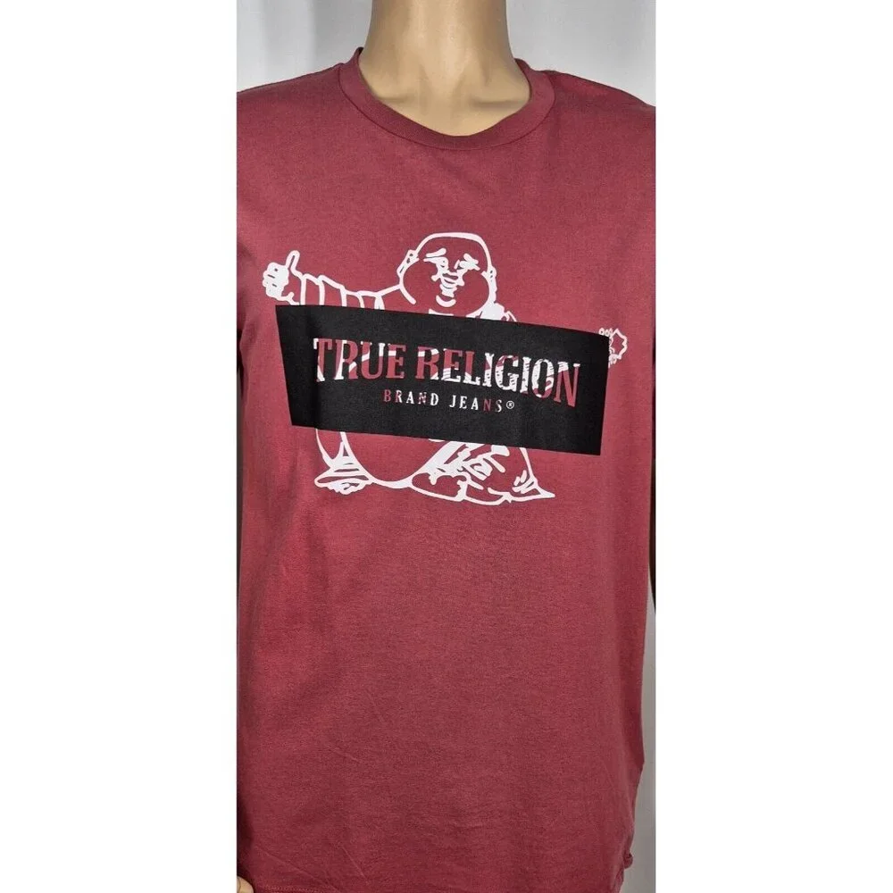 True Religion Brand Jeans T-Shirt Men's Size L Crew Neck Buddha Red (45)